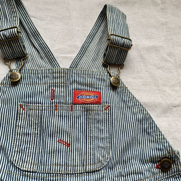 Vintage Dickies 100% Cotton Hickory Railroad Engineer Blue Striped Overalls 24M - Picture 3 of 12
